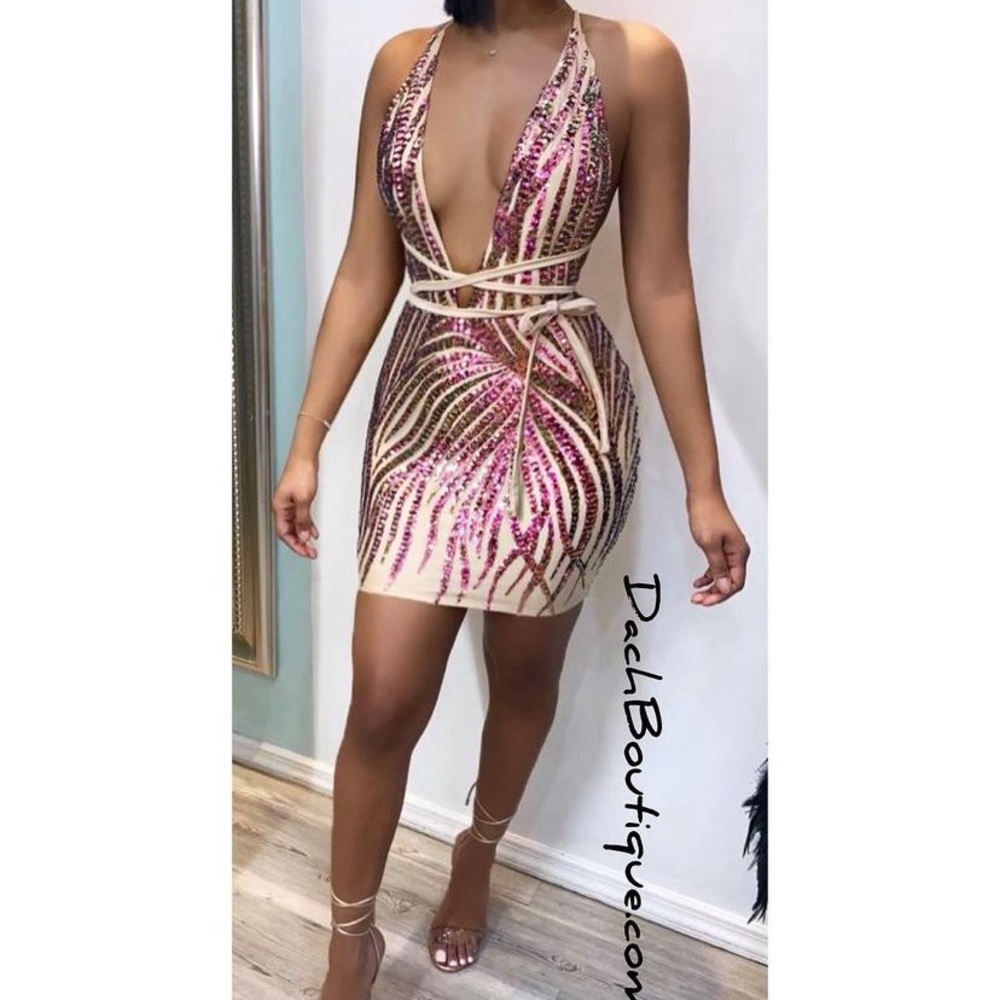 Sequined Halter-Strappy Dress